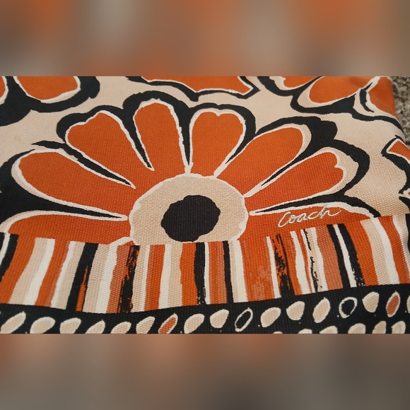 COACH Poppy Glam Scarf Print Floral Tote Bag Orange Patent Leather Hangtag Y2K - Picture 4 of 15